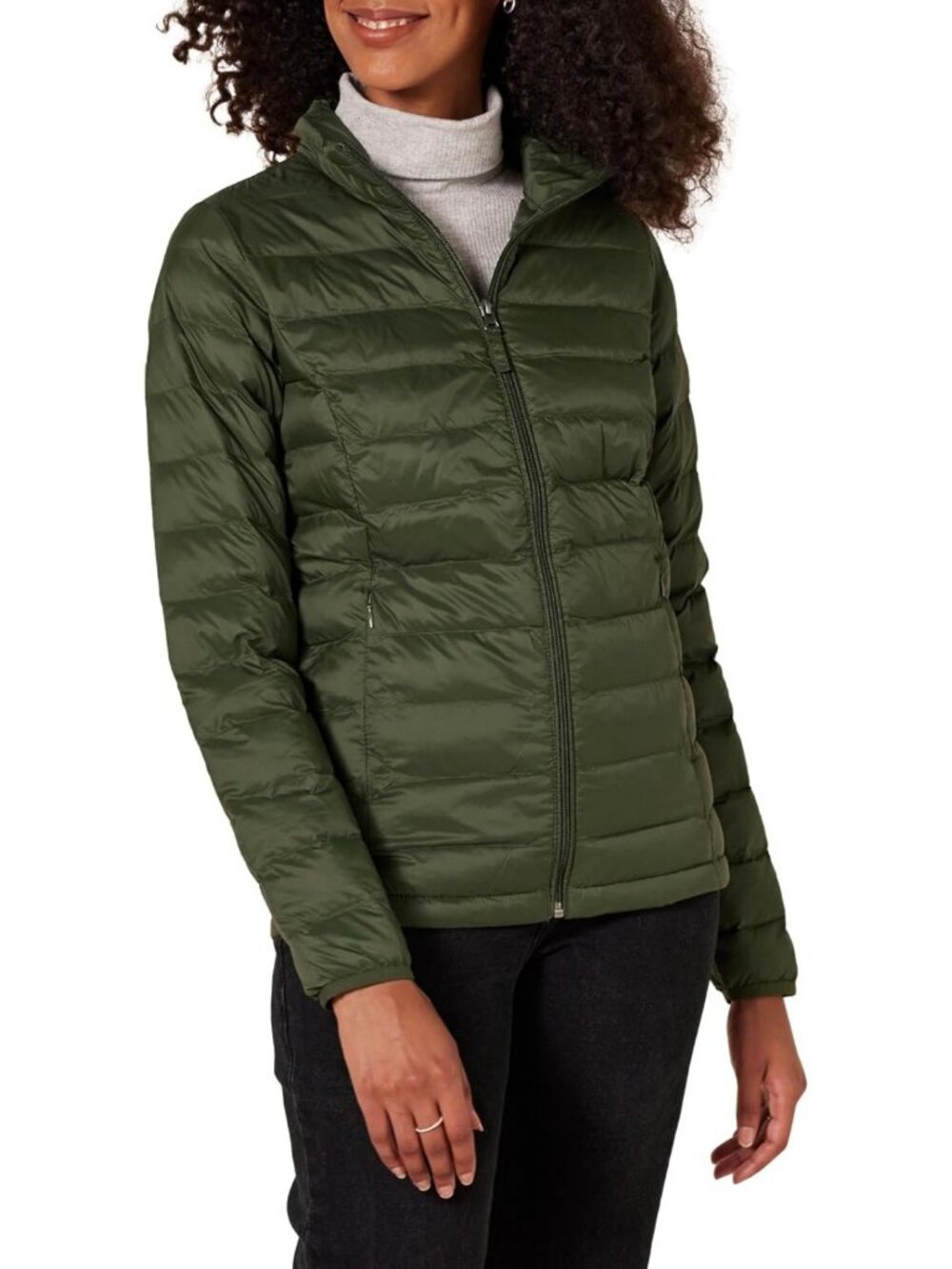 Lightweight Long-Sleeve Water-Resistant Packable Puffer Jacket, Plus Size